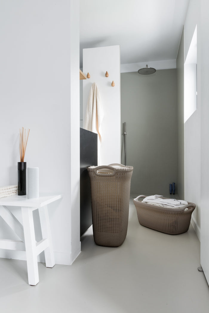 Curver Knit Wasmand met deksel 57L + Wasmand 40L - Bruin