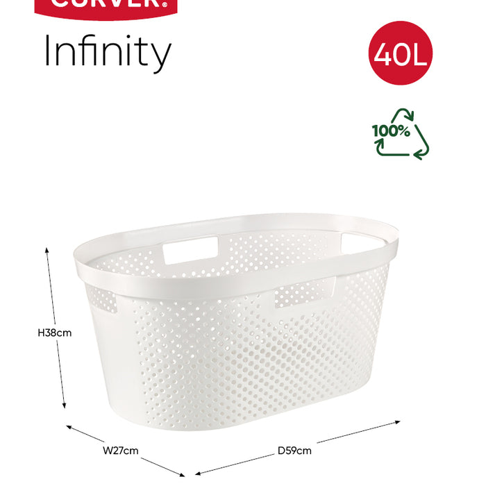 Curver Infinity Recycled Dots Wasmand - 40L - 2 stuks - Wit
