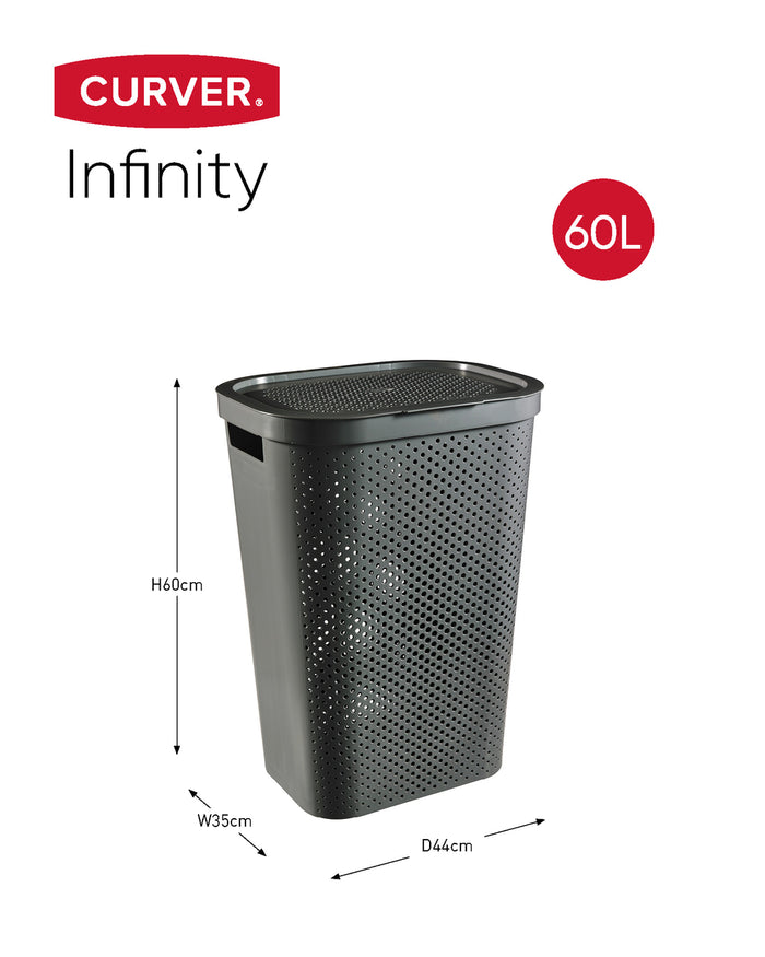 Curver Infinity Recycled Wasmand 60L + Wasmand 40L - Grijs