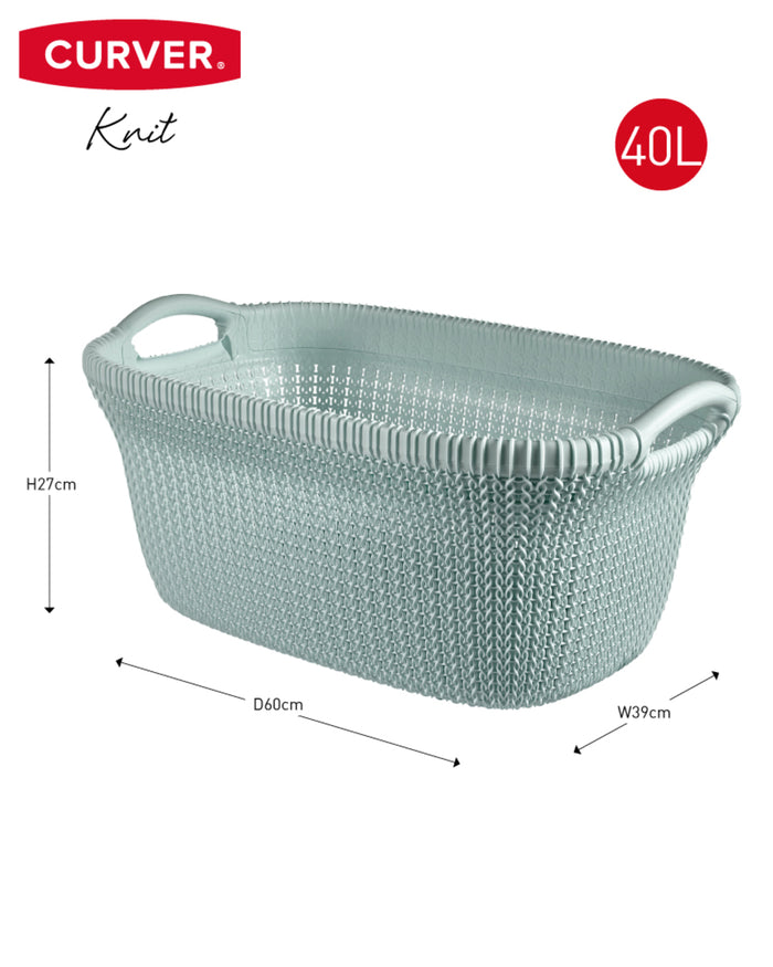 Curver Knit Wasmand - 40 l - set van 2 - Misty Blue