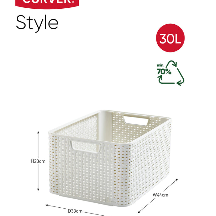 Curver Style Opbergmand L - 30L - 3 stuks - Gebroken wit