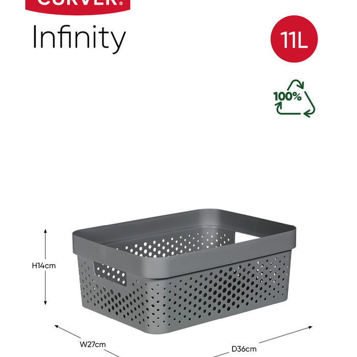 Curver Infinity Recycled Opbergbox - 11L - 3 stuks - Grijs