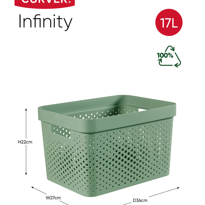 Curver Infinity Recycled Dots Opbergbox - 17L - 3 stuks - Groen