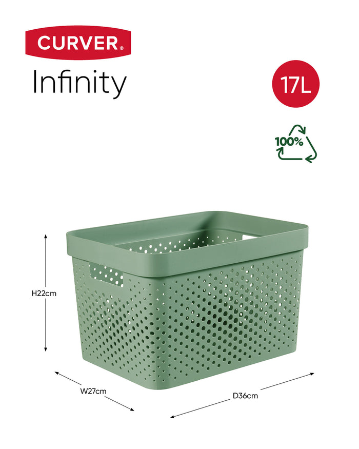 Curver Infinity Recycled Dots Opbergbox - 17L - 3 stuks - Groen