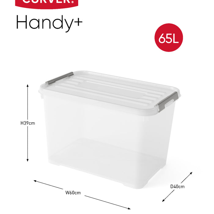 Curver Handy+ Opbergbox - 65L - 2 stuks - Transparant met deksel
