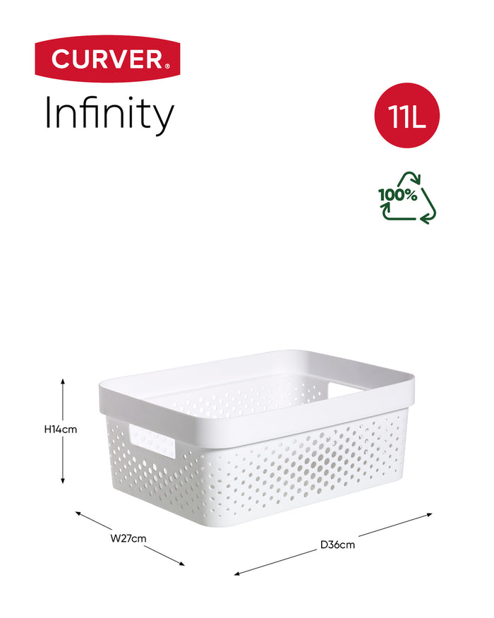 Curver Infinity Recycled Dots Opbergbox - 11L - 3 stuks - Wit