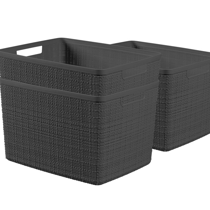 Curver Jute Opbergmand L - 20L - 3 stuks - Donkergrijs