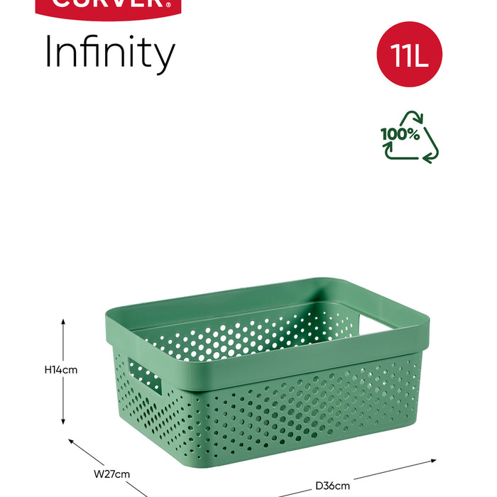 Curver Infinity Recycled Dots Opbergbox - 11L - 3 stuks - Groen