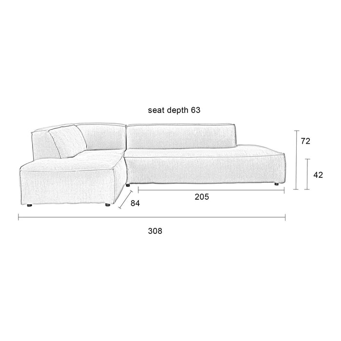 Zuiver Fat Freddy Rib Hoekbank Links - Caramel