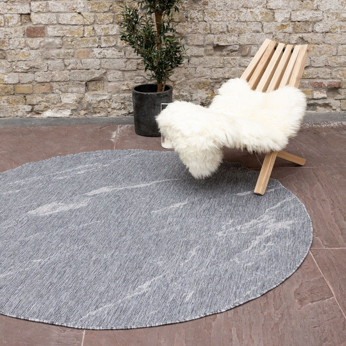 Eva Interior Buitenkleed Marble Grijs Rond 200cm