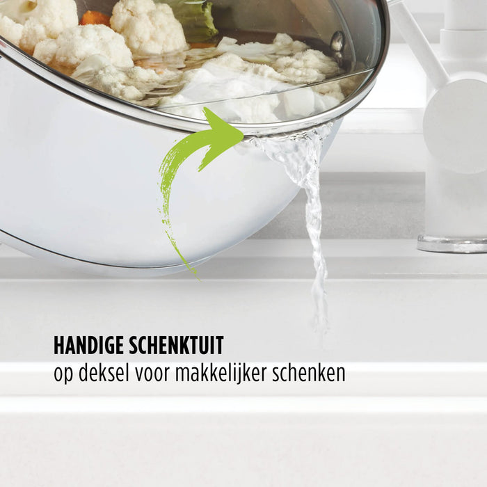 Rosmarino Pour & Cook Sauspan met glazen deksel - 16 cm