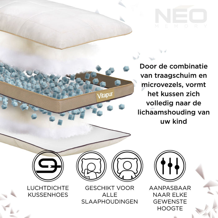 NEO Hybride Memory Foam Kinderkussen - 40x60 cm