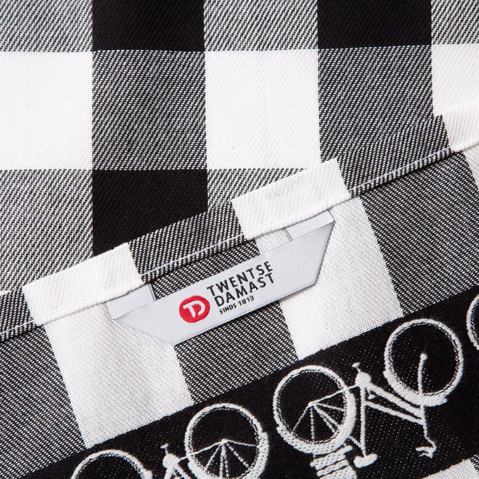 Twentse Damast Theedoekenset - 6 stuks - Fiets Zwart