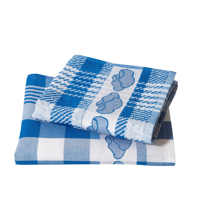 Twentse Damast Theedoekenset - 6 stuks - Klompen Blauw