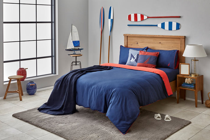 Nautica Katoen Satijnen Dekbedovertrekset - 240x200|220 - Creek Rood