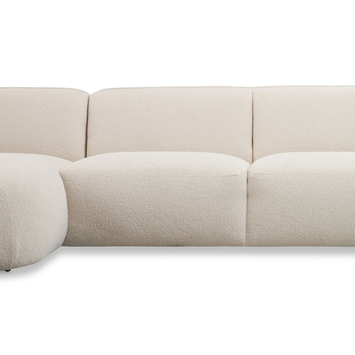 by fonQ Soft Hoekbank met Chaise Longue Links - Bouclé - Crème