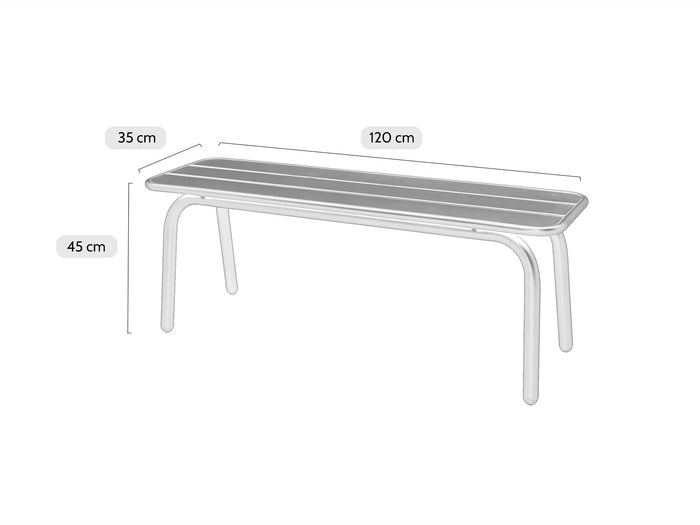 Metalen tuinbank Max 120 cm olijfgroen - zonder rugleuning