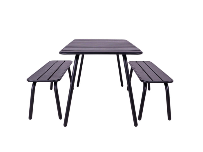 Metalen picknickset Max 150 cm zwart 3-delig