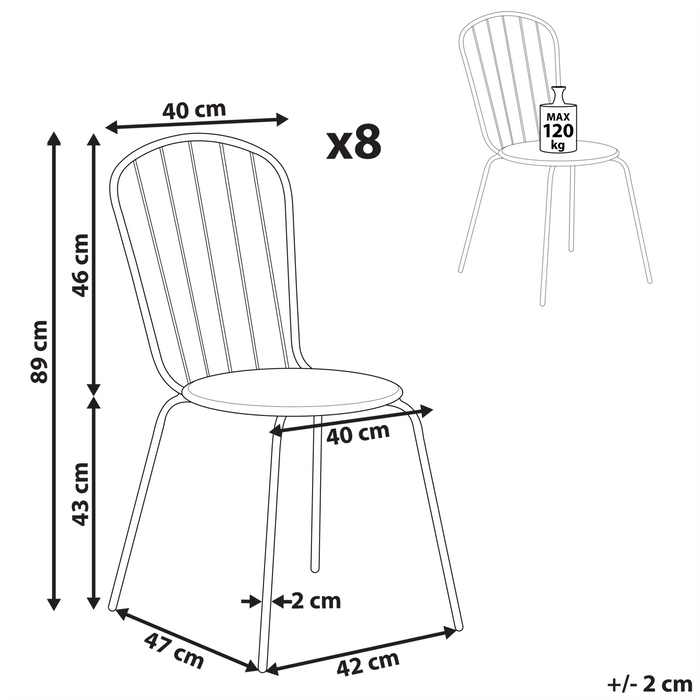 Beliani - CALVI - Tuinstoel set van 8 - Blauw - Staal