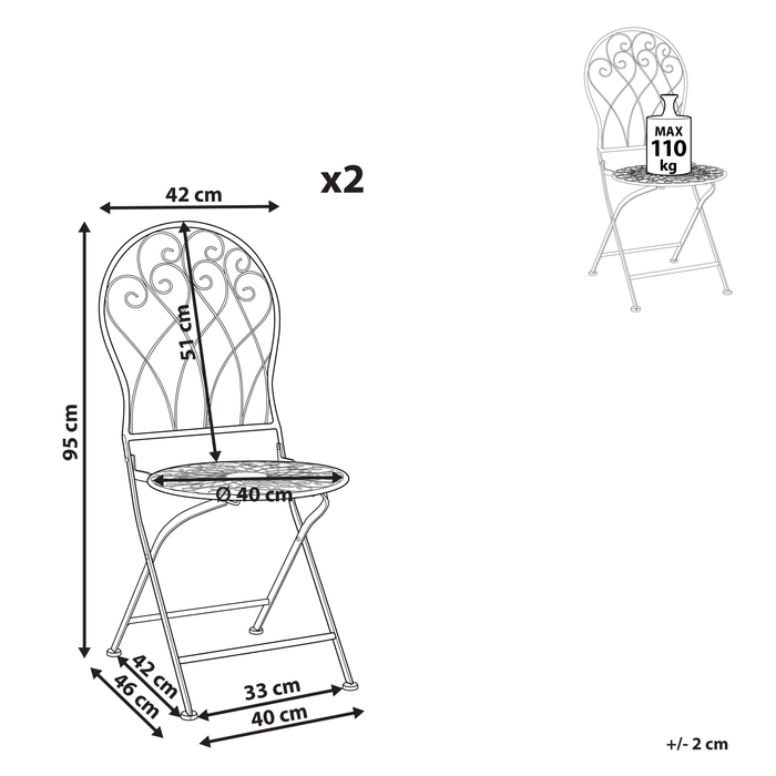 Beliani - STIFFE - Tuinstoelen set van 2 - Wit - IJzer