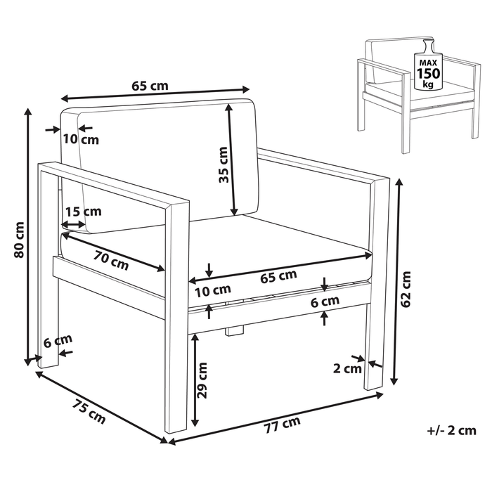 Beliani - SALERNO - Tuinstoel - Grijs|Donkergrijs - Aluminium