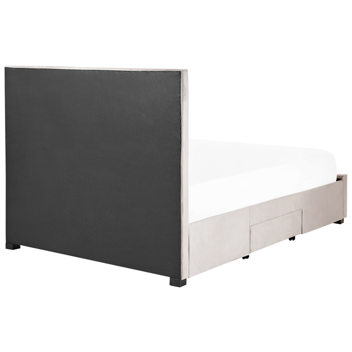 Beliani-LIEVIN-Bed met opbergruimte-Beige-140 x 200 cm-Fluweel