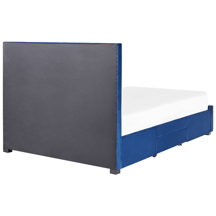 Beliani-LIEVIN-Bed met opbergruimte-Marineblauw-140 x 200 cm-Fluweel