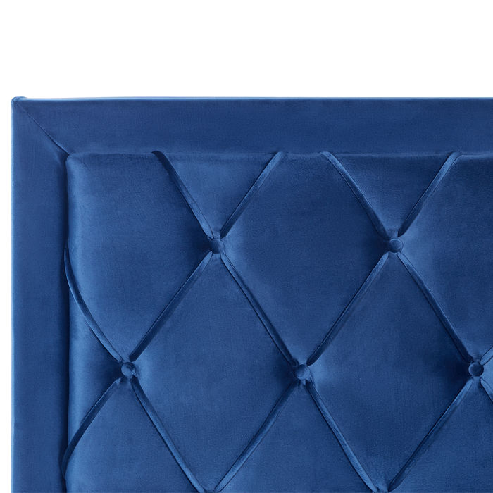 Beliani-LIEVIN-Bed met opbergruimte-Marineblauw-140 x 200 cm-Fluweel