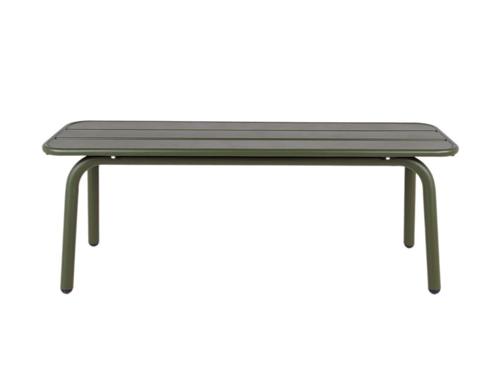 Metalen tuinbank Max 120 cm olijfgroen - zonder rugleuning
