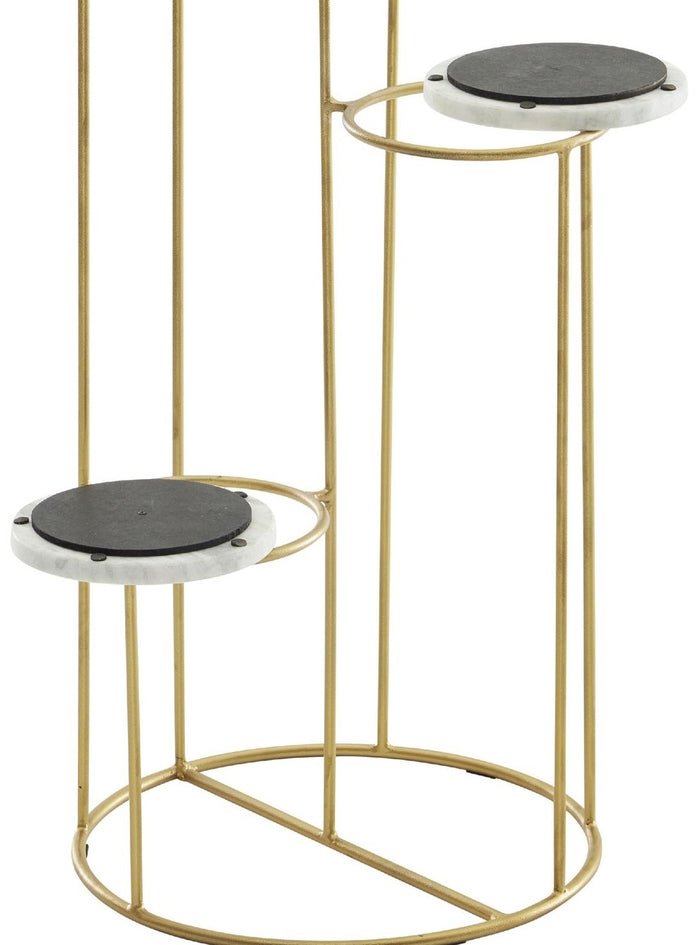 Sky Style Runder Plantentafel Marmer | Goud