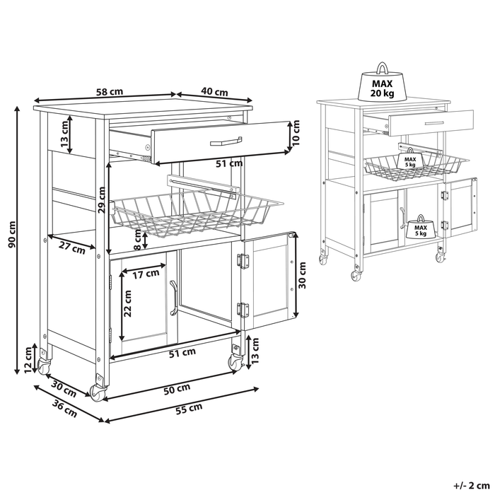 Beliani - LUGO - Keukentrolley - Wit - MDF