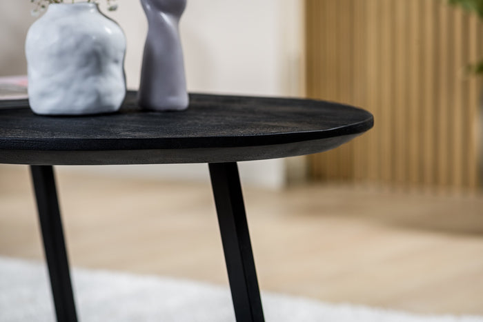 Furntastik Funchal Salontafel ovaal, 90x45 cm, zwart