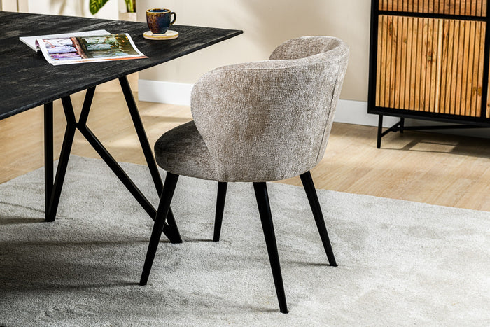 Furntastik Nuoro Eetkamerstoel, stof Roman, champagne