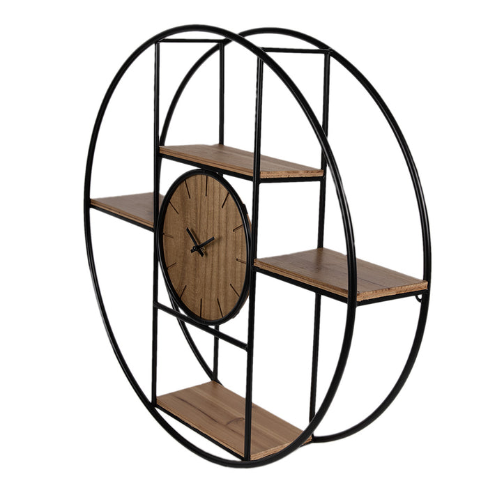 Clayre & Eef Wandklok Ø 60 cm Bruin Zwart Hout