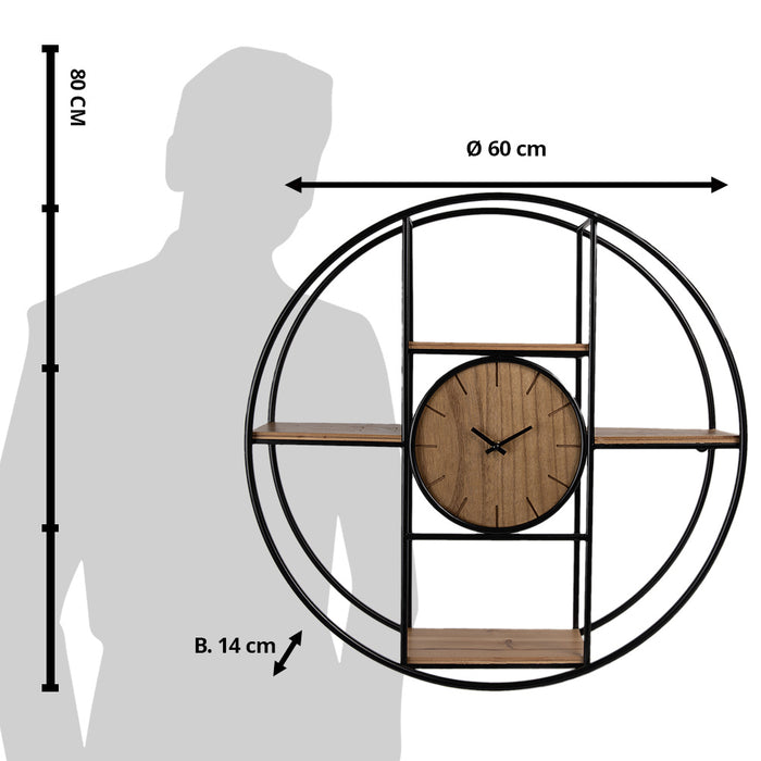 Clayre & Eef Wandklok Ø 60 cm Bruin Zwart Hout