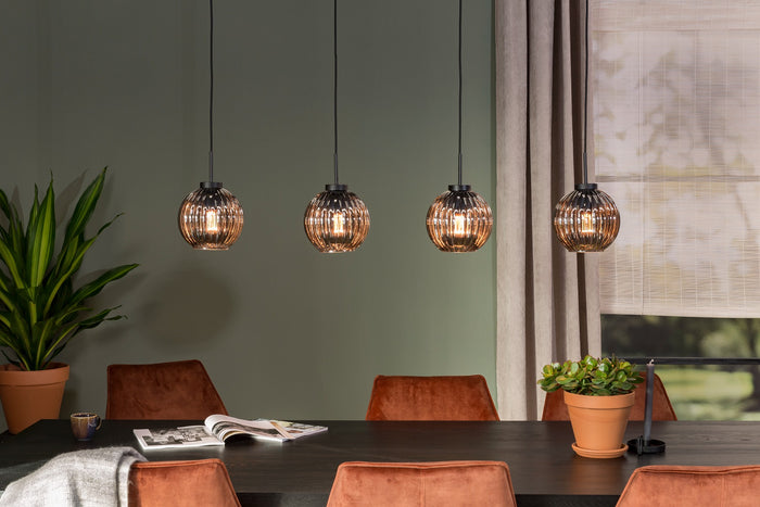 Furntastik Abbasanta Hanglamp, 4-lichts, smoke glas