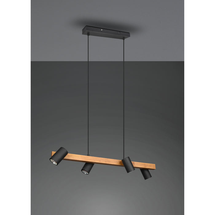 Trio Leuchten Marley Hanglamp 4x GU10 Mat Zwart