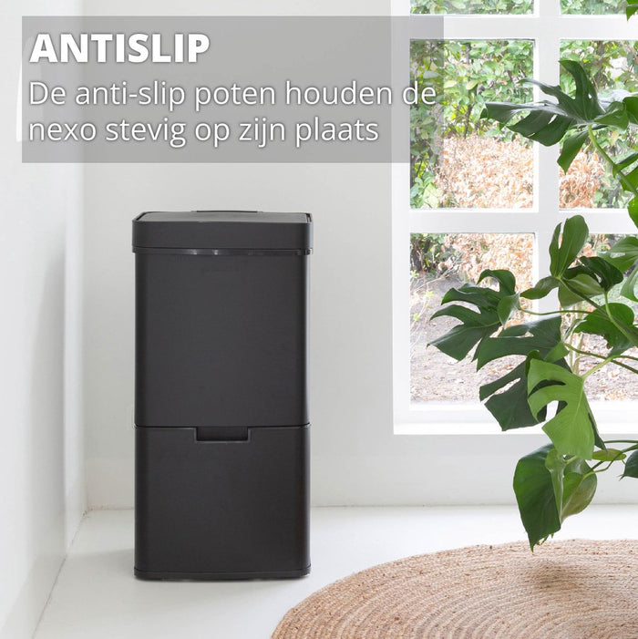 Homra NEXO Prullenbak met Sensor - 3 vakken – 72L - Zwart