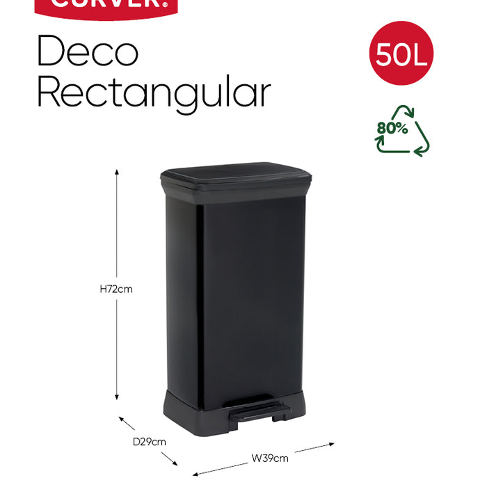 Curver Pedaalemmer Deco rechthoekig 50 L metallic zwart