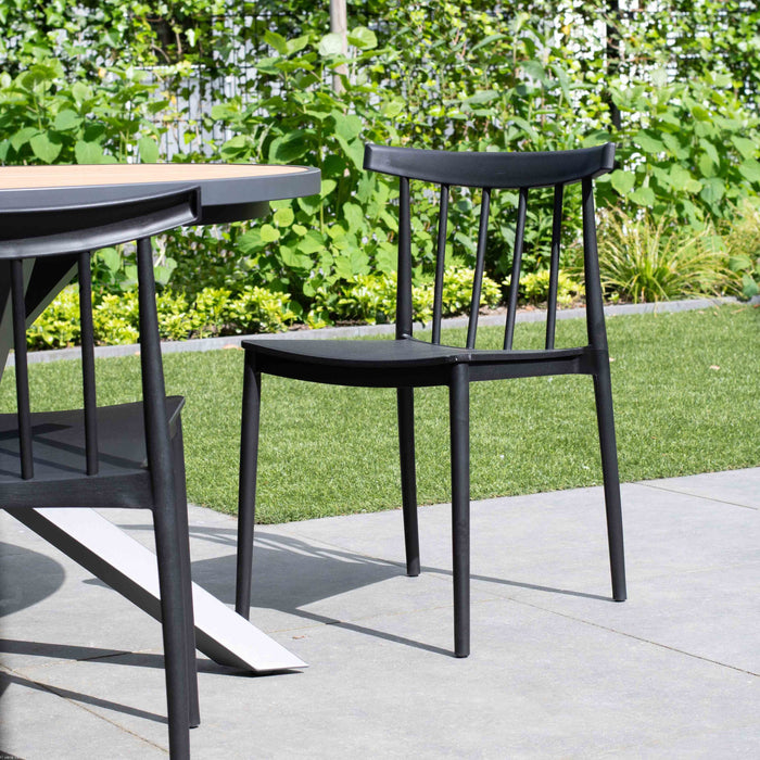 Giga Meubel - Tuinstoelen Stapelbaar - Zwart - Kunststof - Set van 2
