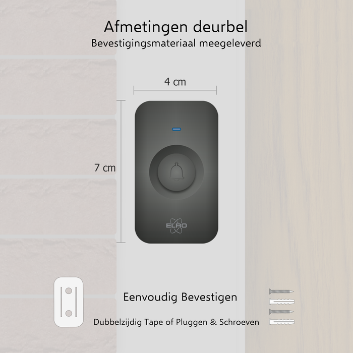 ELRO DB3000 Draadloze Deurbel Set – Plug-in Ontvanger - Zwart