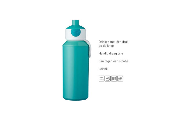 Drinkfles pop-up Campus 400 ml - turquoise
