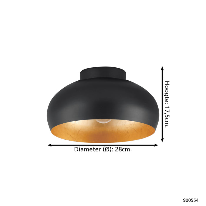 EGLO Mogano Mini Plafondlamp - E27 - Ø28 cm - Zwart|Bladgoud