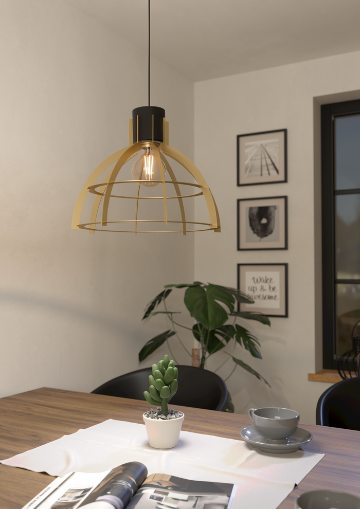 EGLO Stillington Hanglamp - E27 - Ø 41,5 cm - Zwart|Goud - Staal