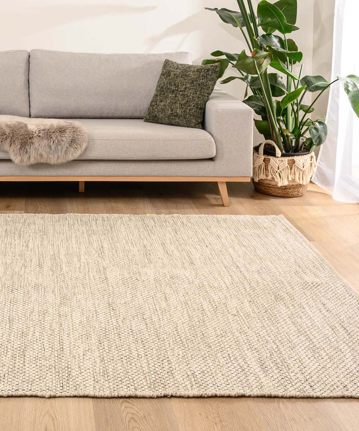 Nordic Weavers Wollen vloerkleed - Odda wit|taupe - 200x300 cm