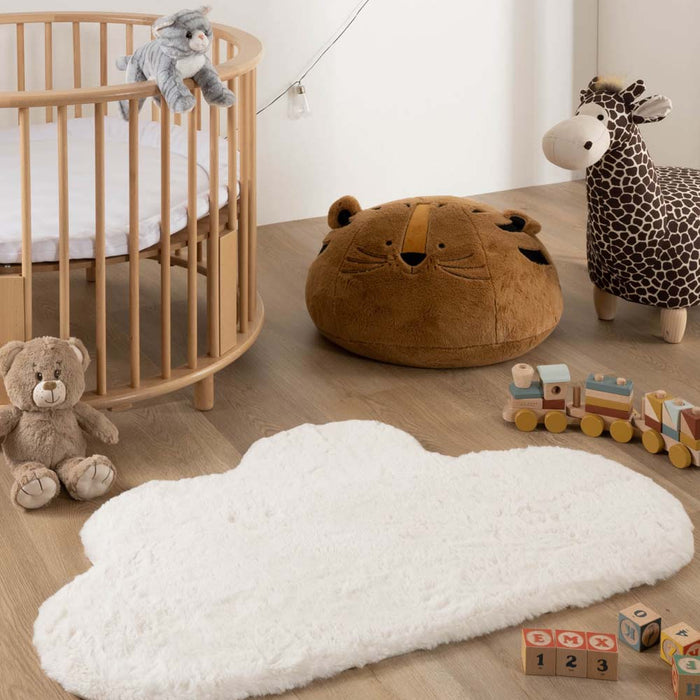 Tapeso Kindervloerkleed wolkje - Fluffy wit - 70x115 cm