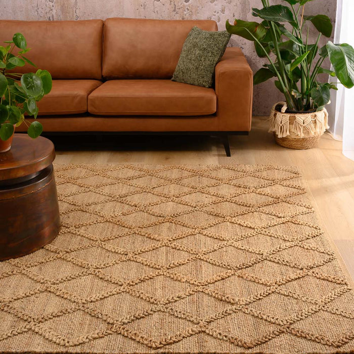 Nordic Weavers Jute vloerkleed ruiten - Forde naturel - 140x200 cm