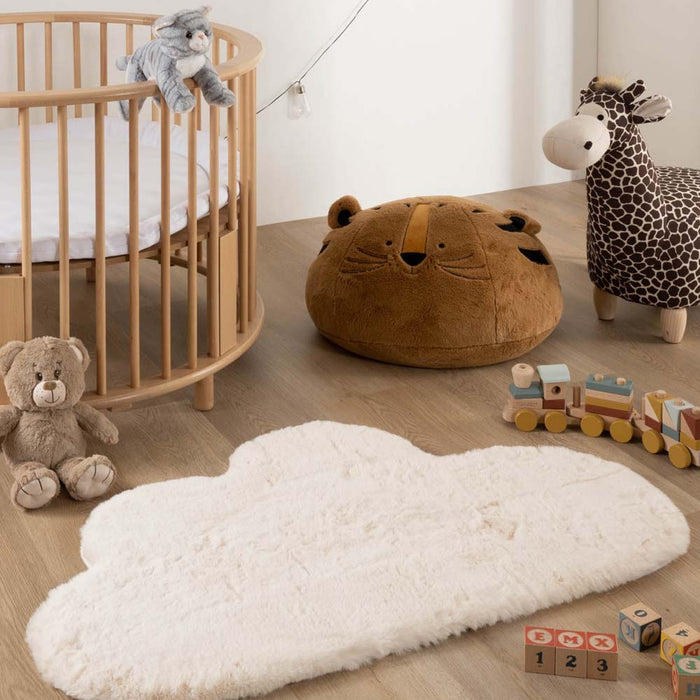 Tapeso Kindervloerkleed wolkje - Fluffy crème - 70x115 cm