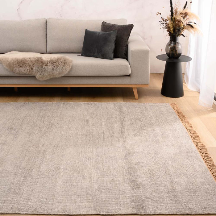 Tapeso Viscose vloerkleed - Gem grijs - 160x230 cm