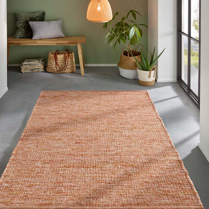 Tapeso Wollen vloerkleed - Bokn Terracotta - 70x130 cm